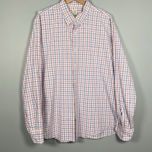 J. Crew Shirt Red White & Blue Check Button Up Long Sleeve Men's XL Preppy Plaid - Picture 1 of 7